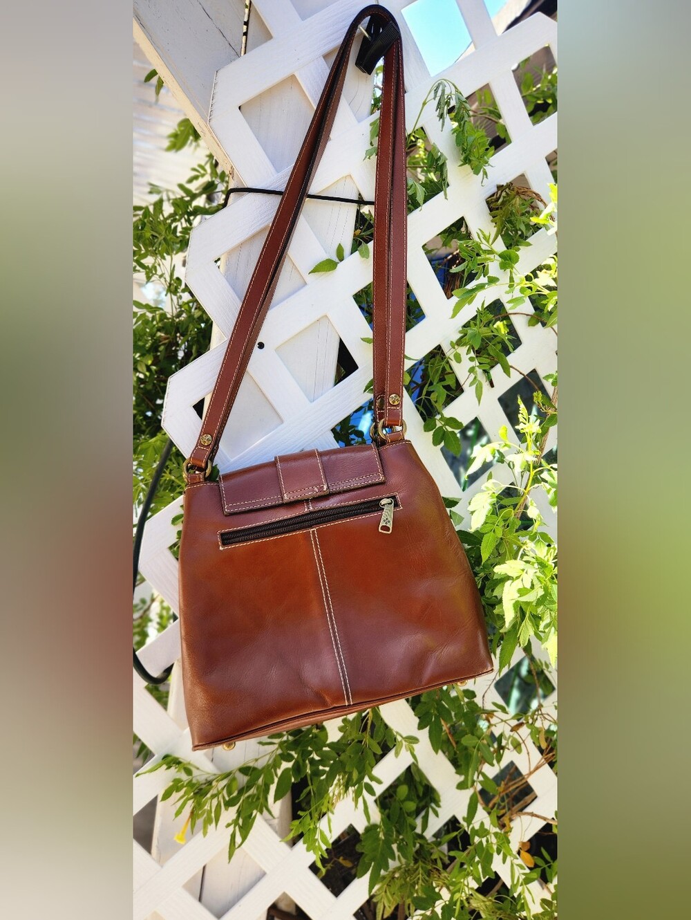 Patricia Nash Larone North/South Shoulder Bag for, Tan, 12.25" x 13" x 5.5 - Picture 8 of 9